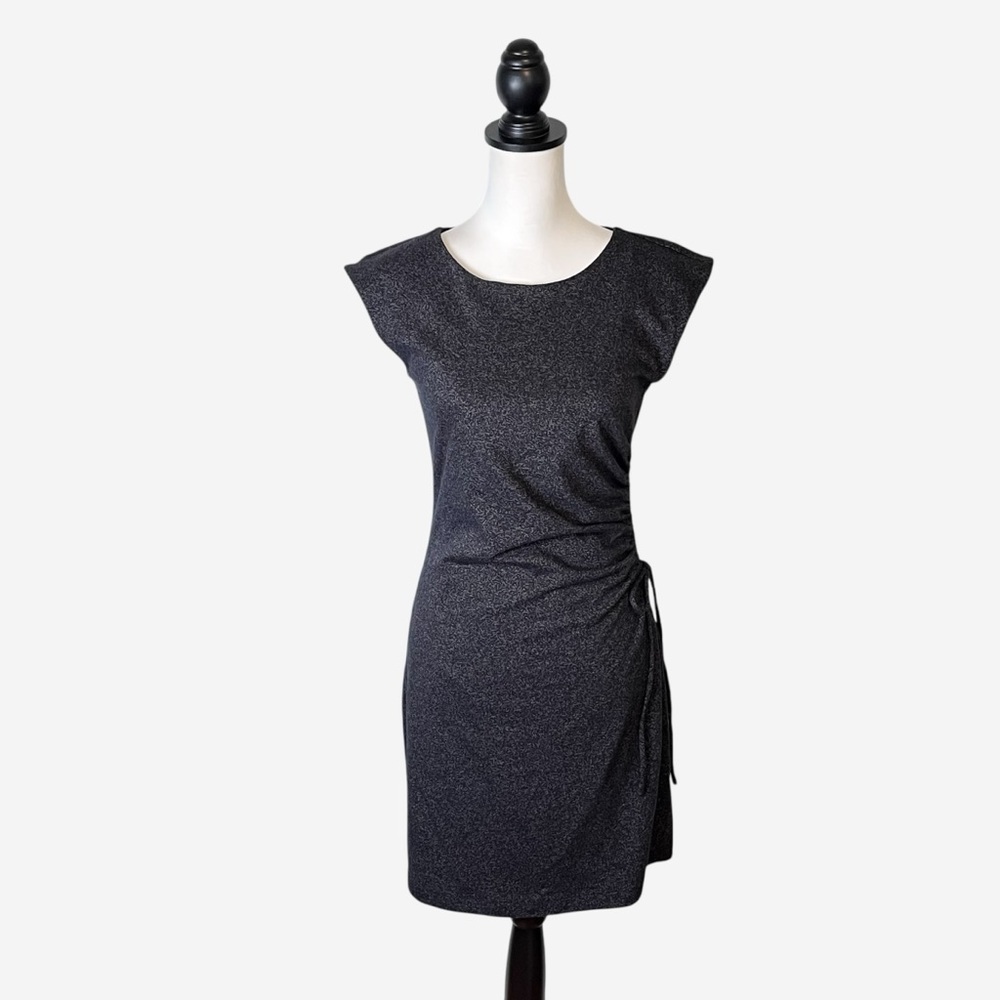 NWT LOFT Charcoal Gray Cap Sleeve Ruched Side Dress Size S